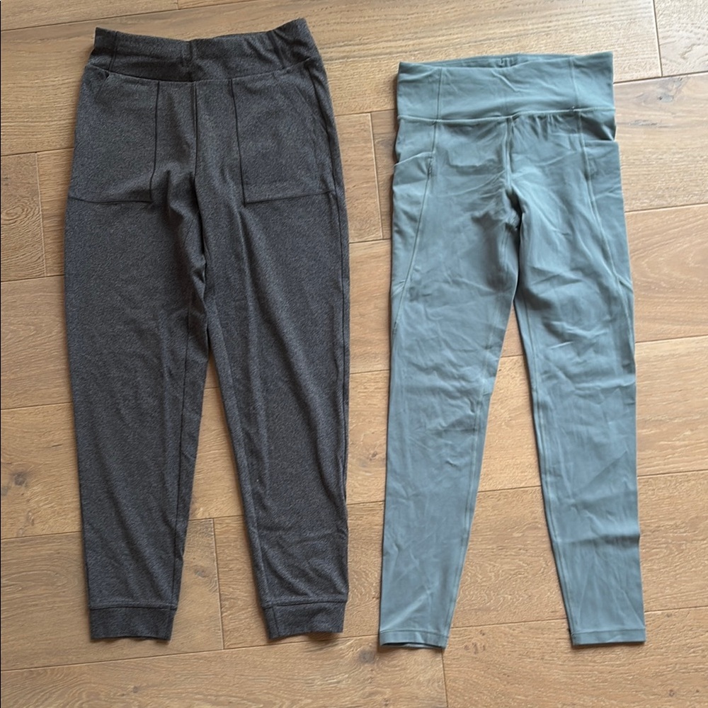 Athleta girl Gray and Green Leggings Set
